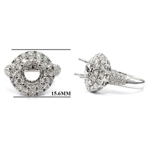 Hong Kong livraison directe bonne qualité 14k solide or blanc véritable diamant bijoux mariage Semi Mount bague de fiançailles pour les femmes - Product Image 2
