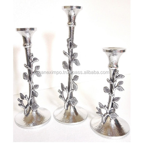 Soporte de vela de Metal martillado, candelabro pequeño, acabado de pulido de aluminio y Metal - Product Image 1