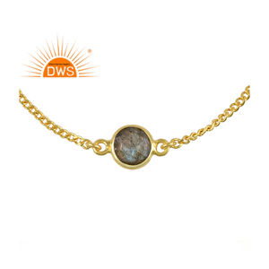 Haute Qualité Naturel Labradorite Gemstone Sterling Argent Or Plaqué Charme Bracelet Bijoux Fabricant - Product Image 1