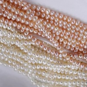 ไข่มุกน้ำจืดสีขาวเกรด AA ลูกปัดทรงมันฝรั่งสีชมพูขนาด5มม. ลูกปัดแบบหลวมขนาดเล็กทำจากธรรมชาติ - Product Image 2
