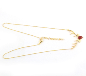 Collar de cadena de eslabones para mujer, gargantilla de Latón chapado en oro, ónix rojo, diseño creativo, regalo de joyería - Product Image 3