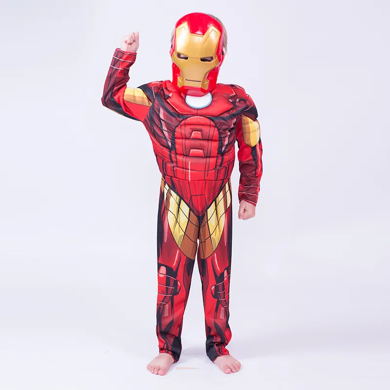 Good quality kids red super hero cosplay children's party role play costumes superhero outfit