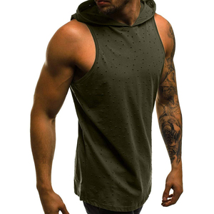 Haute qualité respirant séchage rapide hommes Gym Stringer débardeurs sweats à capuche sans manches conception de Logo personnalisé méthode de tissage tricoté - Product Image 1