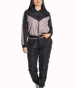 New High Quality Women Windbreaker Tracksuit Zip Me Up Striped Jogger Pant Set