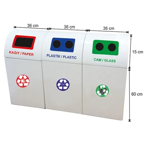 Lixeira de lixo para zero recicling com código de cor design 3 compartimentos. melhor qualidade e preço de fábrica