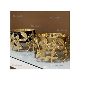 ชามตกแต่งสแตนเลสสีเงิน ดีไซน์สวยงาม พร้อมขาตั้งทองเหลือง ภาชนะสำหรับเสิร์ฟในครัว - Product Image 2