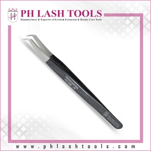 Pince à épiler professionnelle pour l'extension de cils, pince à cils enduite de couleur noire, pince à cils avec étiquette privée - Product Image 3