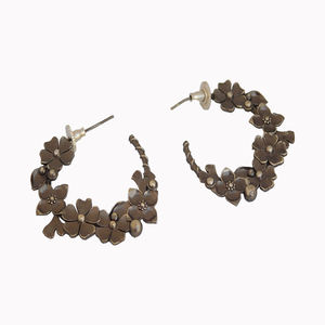 stylish latest <b>fashion</b> treanding handmade silver look alike flower design <b>hoop</b> <b>earings</b> for women and girls - Product Image 1