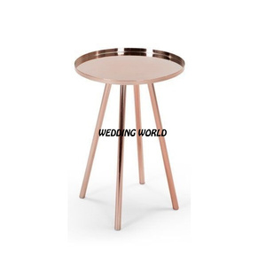 Mesa lateral de Metal con tapa de madera, conjunto de tres mesas de lujo de último diseño, mesa lateral de Metal hecha a mano con estilo - Product Image 2