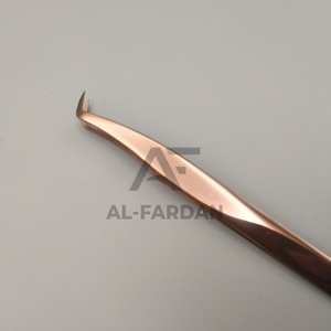 Pinzas de pestañas de plasma de oro rosa, bota delgada de 65 grados con agarre apretado, herramienta de extensión de pestañas de acero inoxidable sólido - Product Image 4