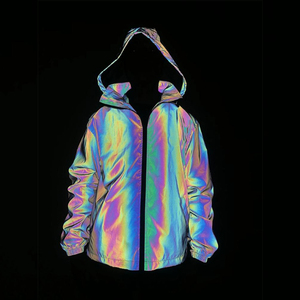 Nueva llegada 2023 Rainbow Reflective 100% Cotton Winter Hoodie Glow in the Dark Reflective Logo Jacket - Product Image 3