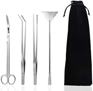 Hot Sale Custom Made High Quality Stainless Steel Reusable Durable 4-Piece Aquarium Tool Kit Including Scissor Forceps Tweezers - Product Image 1