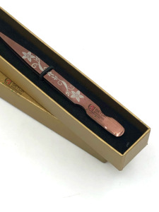 Haute qualité or Rose Plasma fleur imprimer nouveau droit Extension de cils pince à épiler en acier inoxydable Logo personnalisé Instrument de beauté - Product Image 4