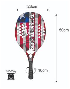 Raquettes de beach tennis sur mesure avec face de 20 mm, poids de 310-330 g, longueur de 50 cm, poignée en fibre de carbone et filet en fibre de verre carbone - Product Image 3