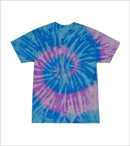 Xu Hướng Tie Dye Dtg T-Shirts Nặng Bông Vải Drop Shoulder Axit Rửa Rửa Cổ Điển Rửa T-Shirts Mặt Trời Faded Áo Sơ Mi