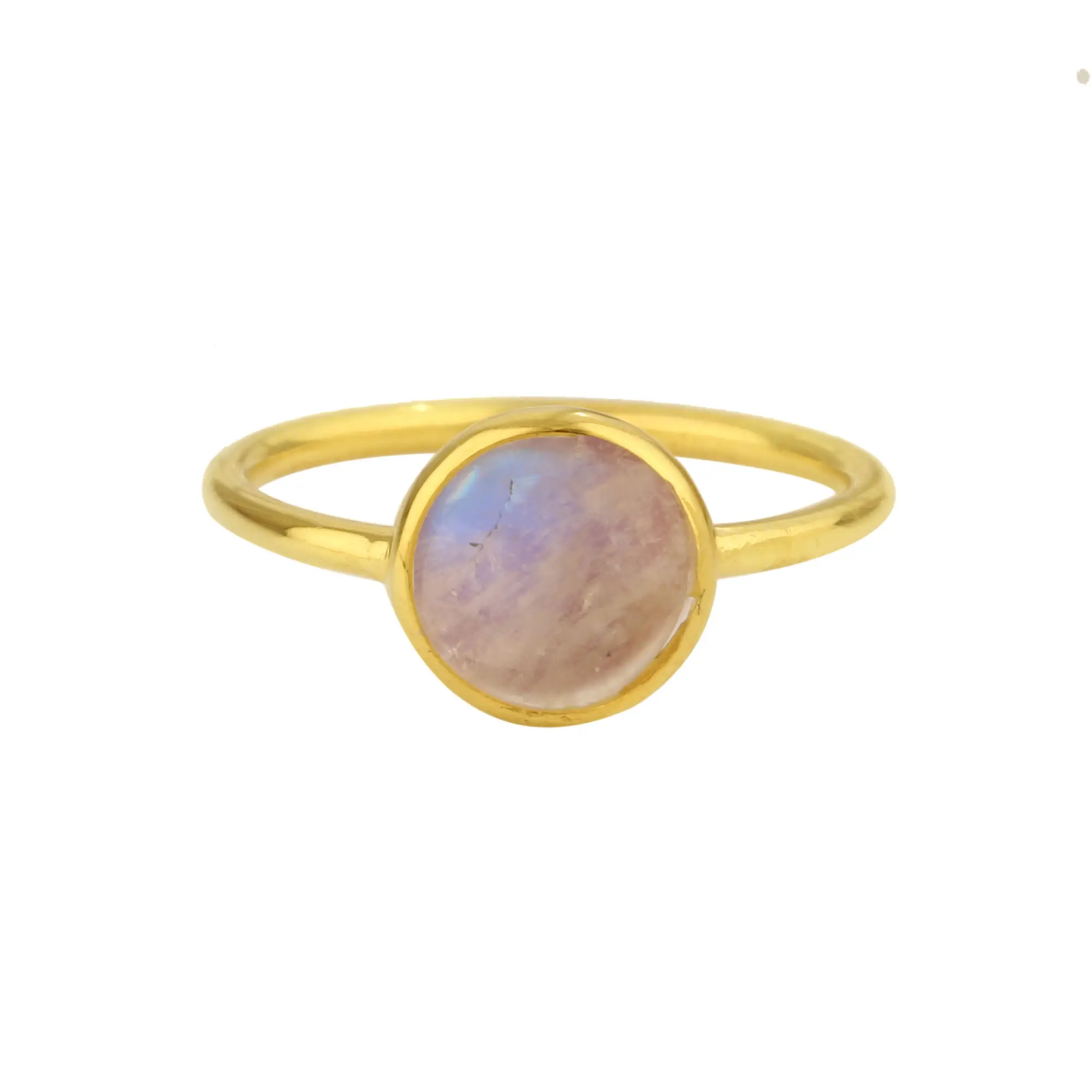 Beautiful natural rainbow moonstone ring design hot sale indian jewelry wholesale 925 sterling silver bezel gold plated ring