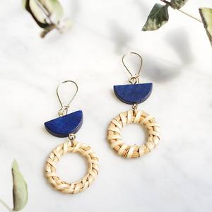 Boucles d'oreilles en rotin à la mode, bon prix, Whatsapp: + 84, 845, 639, 639 - Product Image 1