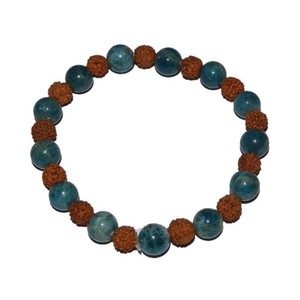 <b>Healing</b> Gemstone Apatite With Rudraksha <b>Bracelet</b> - Product Image 1