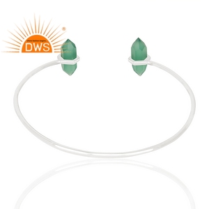 Green Onyx Gemstone <b>Bracelet</b> for <b>Women</b> Fine <b>Silver</b> Jewelry Wholesale 925 <b>Silver</b> Cuff <b>Bracelet</b> for <b>Women</b> Gift for Her - Product Image 3