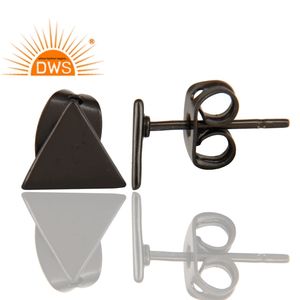 Pendiente de tuerca de diseño triangular hecho a mano para mujer, joyería de plata para mujer, regalo para su delicada colección - Product Image 2