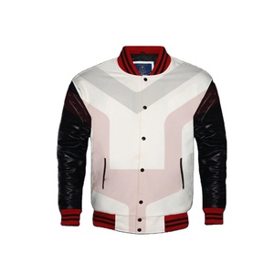 Bulk Baseball Varsity <b>Jacket</b> Faux <b>Leather</b> Sleeves and <b>Leather</b> Patch logo Letterman <b>Jacket</b> Unisex <b>Brown</b> Varsity <b>Jacket</b> - Product Image 1