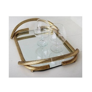 Metal And <b>Mirror</b> Food Serving <b>Tray</b> Highest Quality <b>Rectangle</b> Shape Food Serving <b>Tray</b> For Wholesale Supplier - Product Image 1