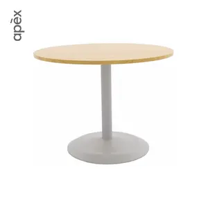 Mesa de mesa de madera con pata de acero para salón de oficina, mesa de centro de mesa con forma redonda, muebles de oficina modernos, 2023