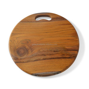 Tabla de cortar de teca redonda, madera maciza, hecha a mano, modelo HD70785 - Product Image 2