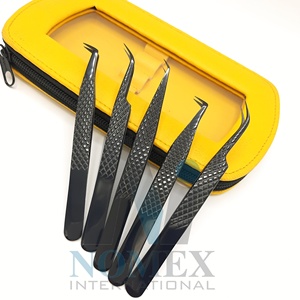 Ensemble de pinces à cils noir plasma Superbe assurance qualité Pince à épiler d'extension de cils diamantée avec différents points inclinés - Product Image 2