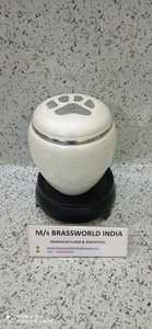 White Pearl Silver Pet Cremación Urna Paw Grabado Suministros funerarios - Product Image 4