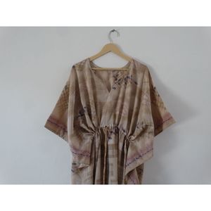 Vintage Silk Saree Dress Recycled Silk Night Sleepwear Robe Kaftan Plus Size Summer Tunic Luxury Tunic Bridal Bathrobe Gown - Product Image 5