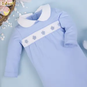 Flower hand smocked baby sleep suits OEM ODM kids smock dress embroidery wholesale manufacturer - KN230