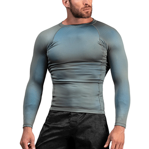 En blanco personalizado MMA erupción manga larga erupción hombres uv protección ropa pecho guardia de manga larga - Product Image 1