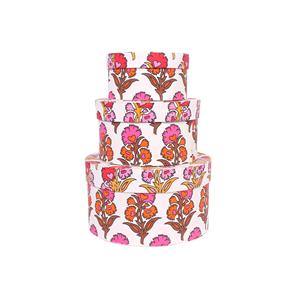 Caja de embalaje de papel Kraft redondo con estampado de flores, Juego de 3 cajas rígidas de 3x5x3, caja de regalo vacía para regalos - Product Image 1