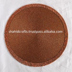 Handmade Modern White Plastic Round <b>Beaded</b> <b>Placemat</b> - Product Image 5