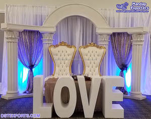 เวทีงานแต่งงานแบบดั้งเดิมธีมสีทอง ตกแต่งเวทีงานแต่งงานเอเชียตะวันออกเฉียงใต้ ประดับตกแต่งเวทีพิธีแต่งงานแบบประกายระยิบระยับ - Product Image 2