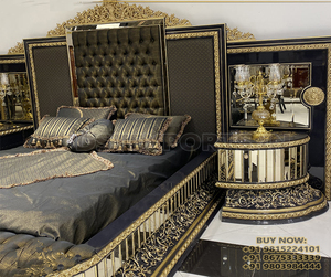Ensemble de meubles de chambre à coucher en teck noir doré moderne, durable, avec couleur et taille personnalisables - Product Image 5