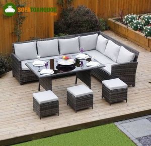 Ensemble de canapés de jardin en poly rotin faits à la main mobilier d'intérieur et d'extérieur pour villa salle à manger centre commercial et parc pour appartement et salle de bain - Product Image 3