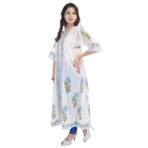 เดรสผ้าฝ้ายลำลองพิมพ์ลายบล็อก ไซส์พลัส งานแฮนด์เมด พิมพ์ลายดอกไม้ เอวธรรมชาติ รับสั่งซื้อขายส่ง - Product Image 4