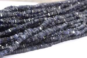 Cuentas de Iolite Heishi azul Natural, 16 ", 4-4,5 MM, piedras preciosas lisas, fabricación de joyas naturales, cuentas cuadradas - Product Image 5