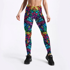 Pantalones elásticos de cintura media para mujer, pantalón con estampado 3D de plumas de Color, ropa deportiva Sexy, envío directo, novedad de verano - Product Image 4