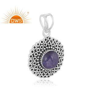 Colgante de GEMA de tanzanita Natural para mujer, Plata de Ley oxidada de la mejor calidad, fabricante de joyería - Product Image 3