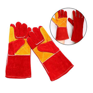 Gants de soudage en cuir de vache, vêtement de sécurité pour soudage, Protection contre le feu extrême, rouges, épais, renforcés - Product Image 5