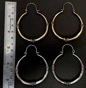 Pendientes de aro grandes de latón de diseño redondo de estilo bohemio para mujer, joyería chapada en plata de Color dorado y plateado - Product Image 2