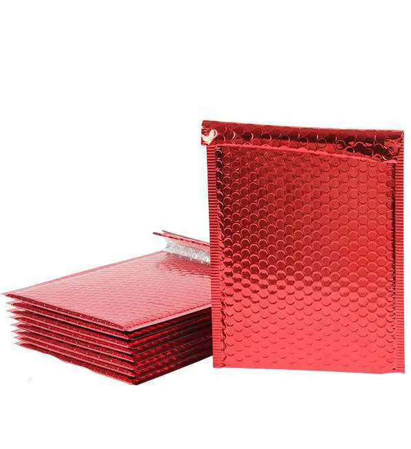 Роскошные фольгированные металлические красные пузырчатые полиэтиленовые мягкие упаковочные сумки цветные конверты для доставки конвертов для экспресс-почтовых отправлений