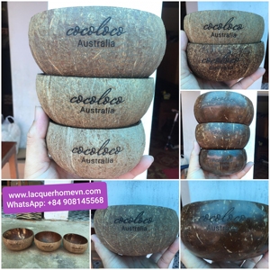 <b>Coconut</b> <b>Shell</b> Bowls with Customized Hand Crrafted Bowls , Handcarved <b>Coconut</b> <b>Shell</b> Smothies Bowl - Product Image 5