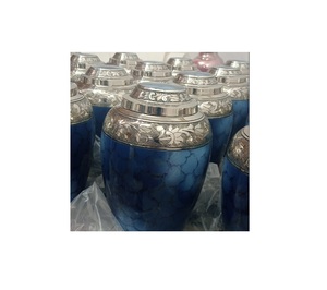 ทองเหลืองที่มีคุณภาพสูงไฟสีฟ้าเผาศพ URN ศพอุปกรณ์ทองเหลืองไฟสีฟ้าเผาศพ URN สีฟ้าเมฆ URN Brassworld อินเดีย - Product Image 1