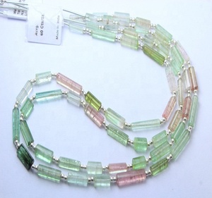 Perles en forme de tube de tourmaline de melon d'eau naturel 8 pouces de qualité rare - Product Image 3