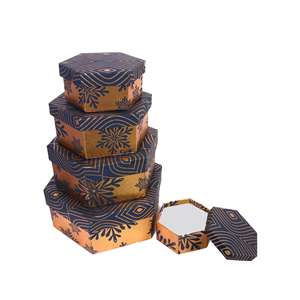 ชุดกล่องของขวัญกระดาษพิมพ์ลายทรงหกเหลี่ยมบรรจุภัณฑ์ตกแต่งแบบแข็งงานทำมือหลากขนาด - Product Image 4