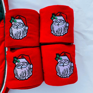 Ensemble de tapis de selle d'équitation de Noël personnalisable de haute qualité Doublure en polaire brodée Santa Disponible différentes tailles Saut - Product Image 3